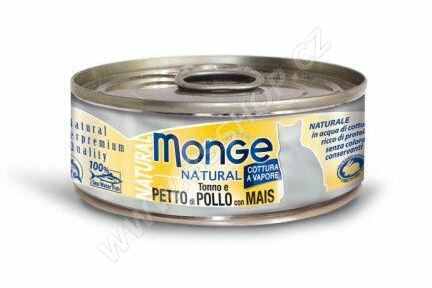 MONGE NATURAL kuřecí maso s kukuřicí pro kočky 80g
