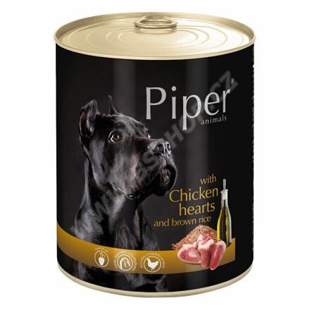 NEW PIPER konzerva pro psy s kuřecími srdíčky a špenátem 800g