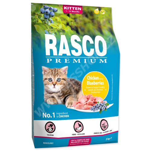 RASCO Premium Cat Kibbles Kitten, chicken, blueberries 2kg