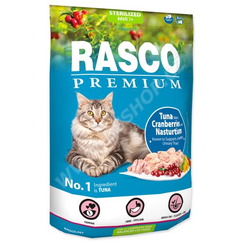 RASCO Premium Cat Kibbles Sterilized, Tuna, Cranberries, Nasturtium 400g