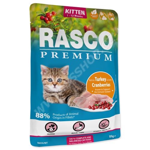 Kapsička RASCO Premium Cat Pouch Kitten, Turkey, Cranberries
