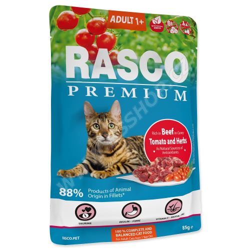 Kapsička RASCO Premium Cat Pouch Adult , Beef, Hearbs