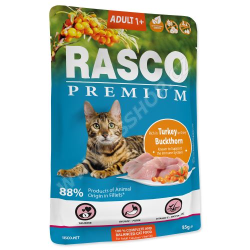 Kapsička RASCO Premium Cat Pouch Adult, Turkey, Buckthorn