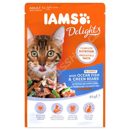 Kapsička IAMS Cat delights mořské ryby a zelené fazolky v omáčce 85g