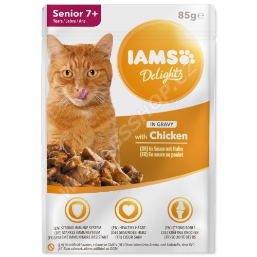 Kapsička IAMS Cat Senior delights kuřecí v omáčce 85g