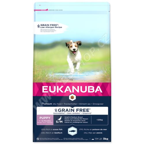 EUKANUBA Puppy & Junior Small & Medium Grain Free Ocean Fish 3kg
