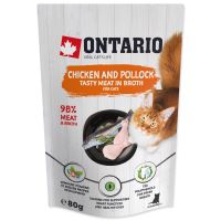 Kapsička ONTARIO Cat Chicken and Codfish in Broth 80g Kapsička ONTARIO Cat Chicken and Codfish in Broth 80g
