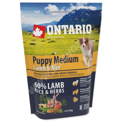 ONTARIO Puppy Medium Lamb & Rice 750g