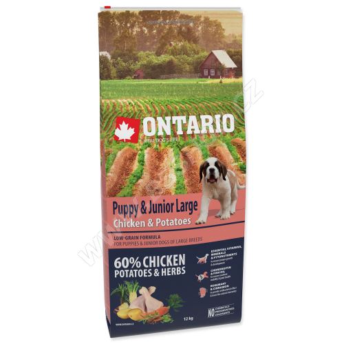 ONTARIO Puppy & Junior Large Chicken & Potatoes & Herbs 12kg