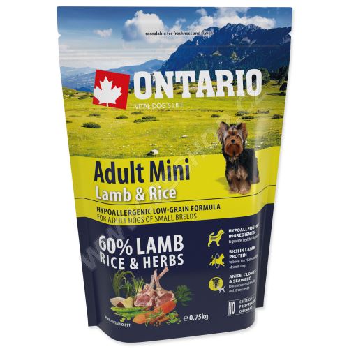 ONTARIO Adult Mini Lamb & Rice 750g