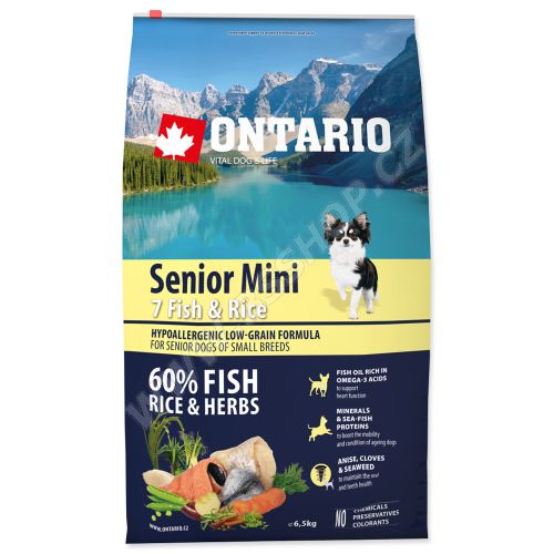 ONTARIO Senior Mini Fish & Rice 6,5kg