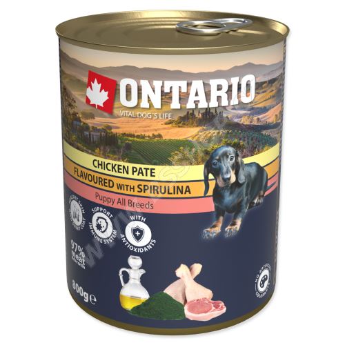 Konzerva ONTARIO Puppy Chicken Pate Flavoured With Spirulina And Salmon Oil