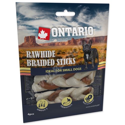 ONTARIO Rawhide Snack Braided Stick Mix 7,5 cm