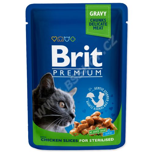 Kapsička BRIT Premium cat chicken slices for sterilised 100g