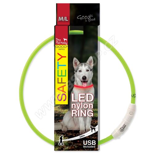 Obojek DOG FANTASY LED nylonový zelený M/L 65cm