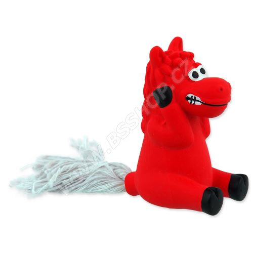 Hračka DOG FANTASY Latex Mini Kůň červený se zvukem 7cm