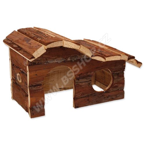 Domek SMALL ANIMAL Kaskada dřevěný s kůrou 26,5x16x13,5cm