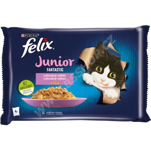 Felix Fantastic Junior kuře a losos v želé 4x85g