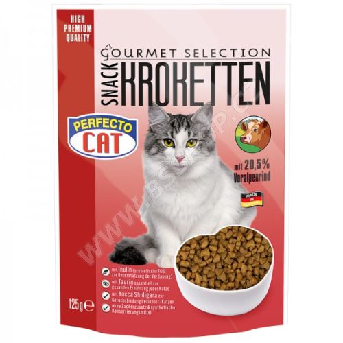 Perfecto Cat Kroketten snack 26% s Alpským hovězím 125g