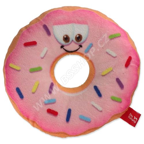 Hračka DOG FANTASY donut s obličejem růžový 12cm