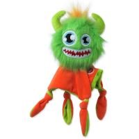 Hračka Dog Fantasy Monsters strašidlo pískací chlupaté zelené s dečkou 28cm